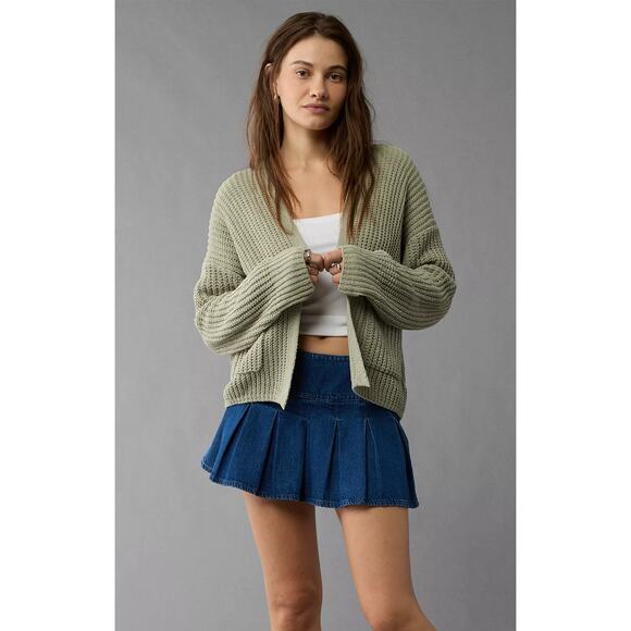 AE Open Front Cardigan Size M NWT Faded Olive - Picture 1 of 6